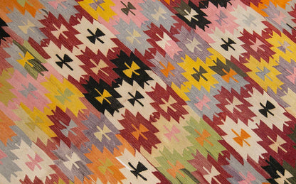 anatolian tribal kilim, 6x12 ft kilim, 174x360 cm