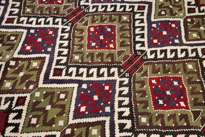 anatolian tribal kilim, 6x12 ft kilim, 192x350 cm