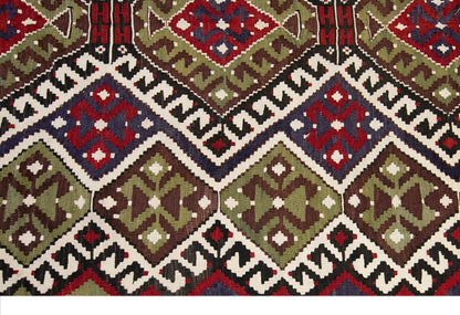 anatolian tribal kilim, 6x12 ft kilim, 192x350 cm