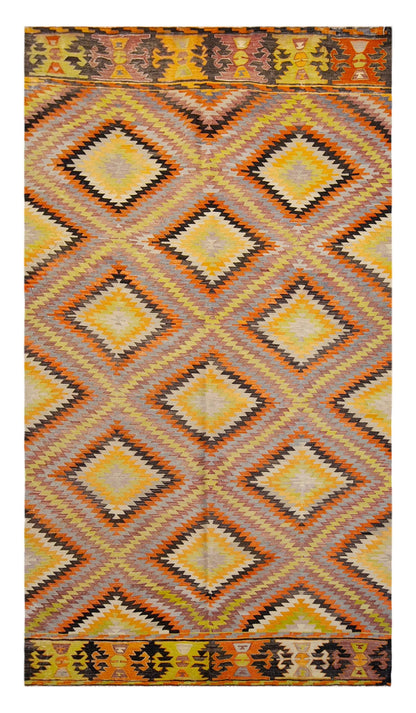 anatolian tribal kilim, 6x9 ft kilim, 168x278 cm