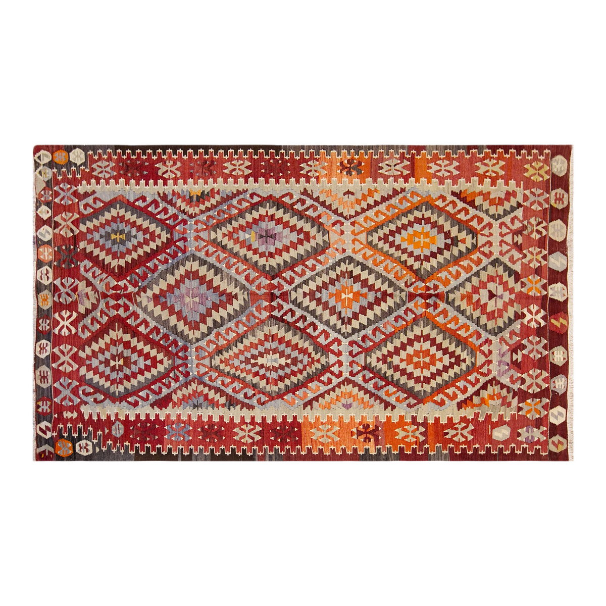 anatolian tribal kilim, 6x9 ft kilim, 172x287 cm