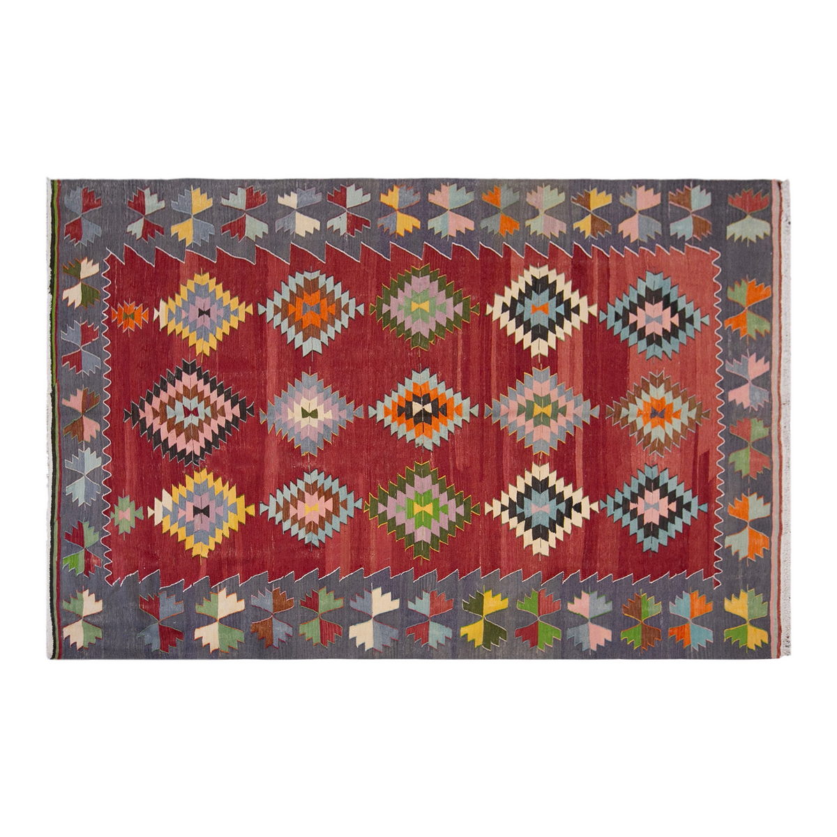 anatolian tribal kilim, 7x10 ft kilim, 214x306 cm