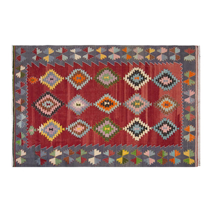 anatolian tribal kilim, 7x10 ft kilim, 214x306 cm