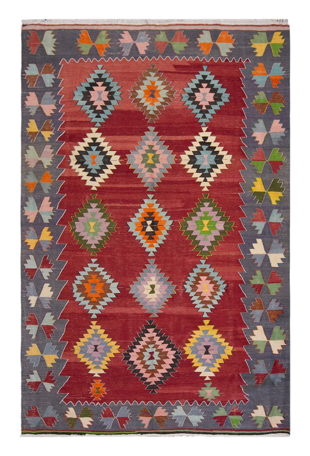anatolian tribal kilim, 7x10 ft kilim, 214x306 cm