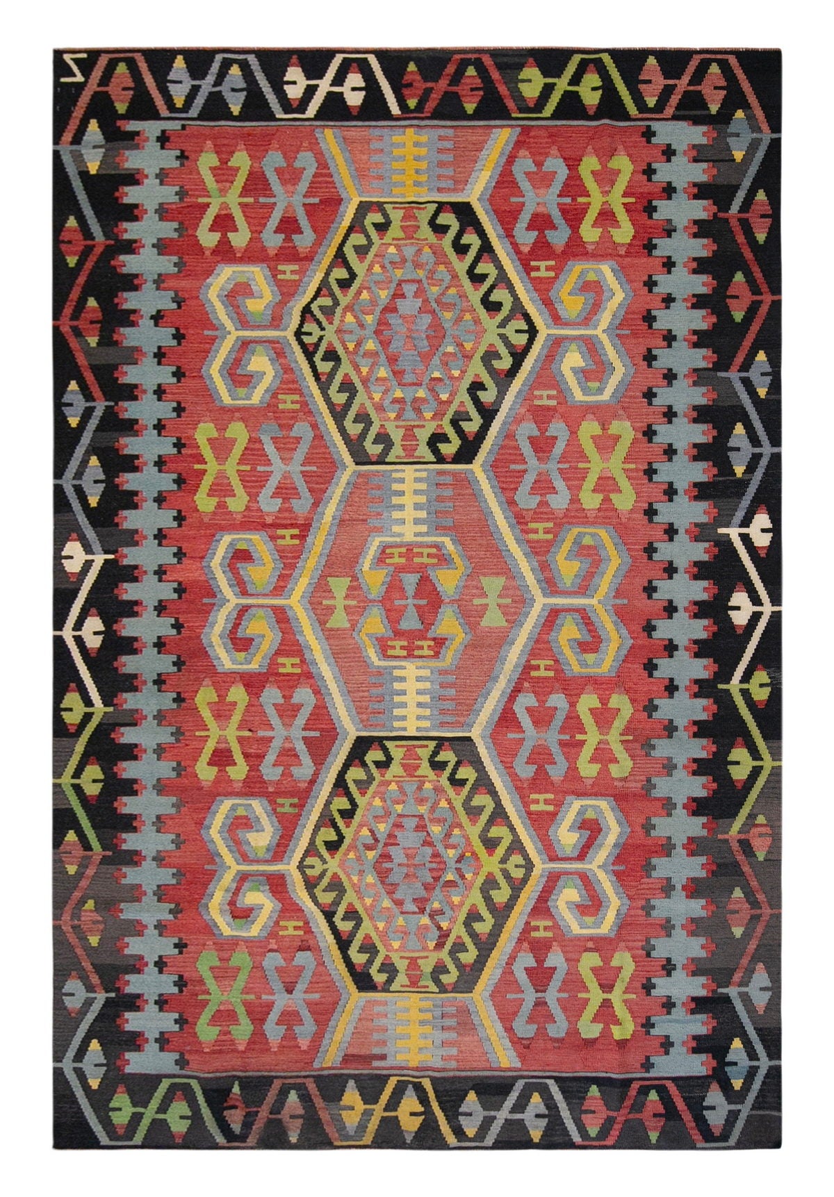 anatolian tribal kilim, 7x9 ft kilim, 199x289 cm