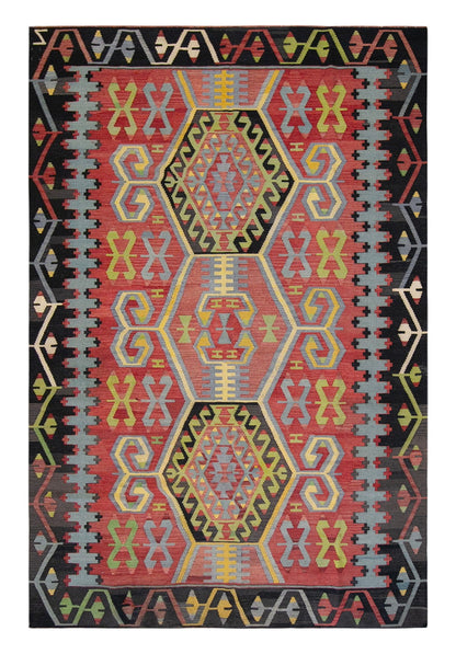 anatolian tribal kilim, 7x9 ft kilim, 199x289 cm