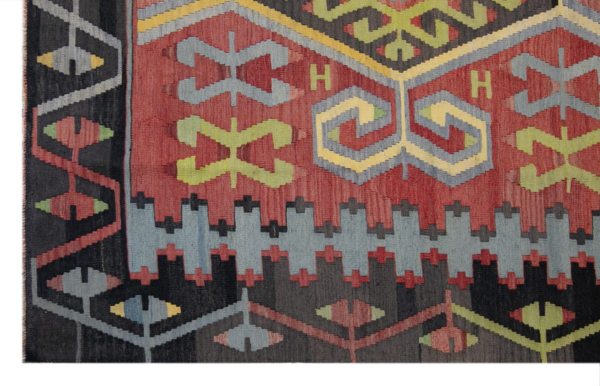 anatolian tribal kilim, 7x9 ft kilim, 199x289 cm