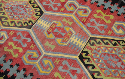 anatolian tribal kilim, 7x9 ft kilim, 199x289 cm