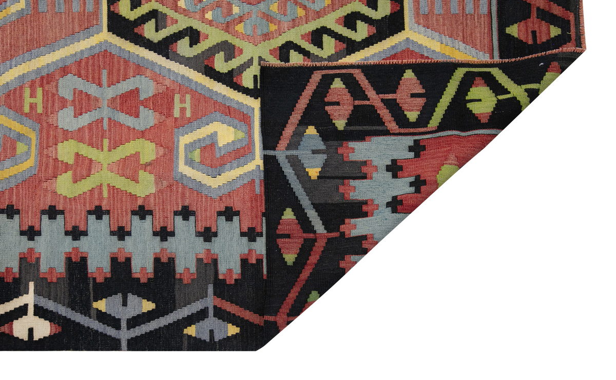 anatolian tribal kilim, 7x9 ft kilim, 199x289 cm