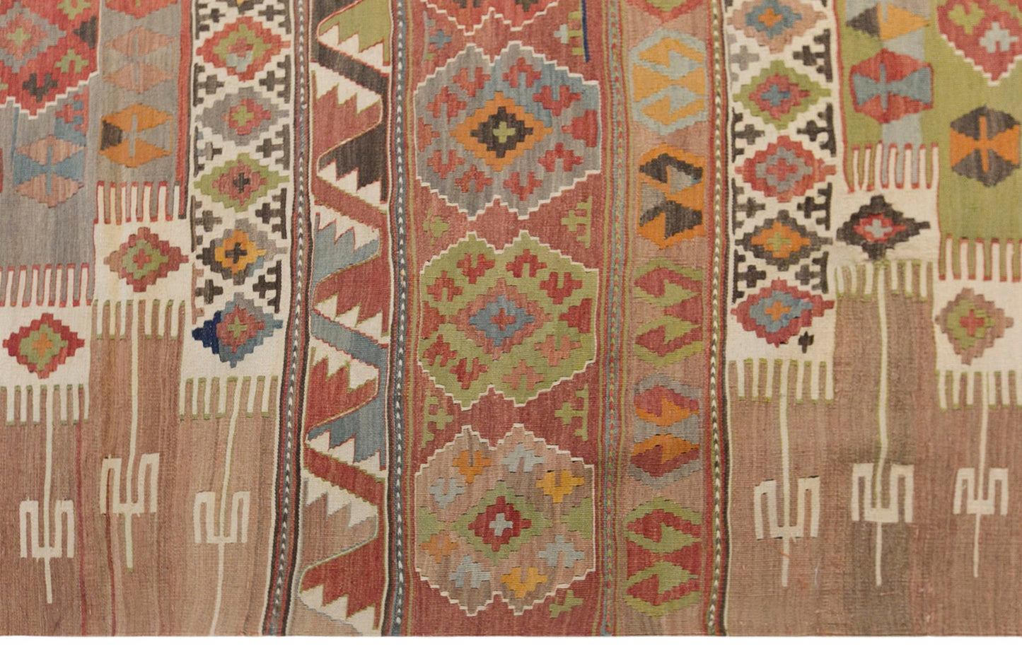 Antique Aydın Turkish Kilim Rug, 5.9 x 14.8 ft, 180 x 450 cm, 120 Year Old Handwoven Wool Kilim