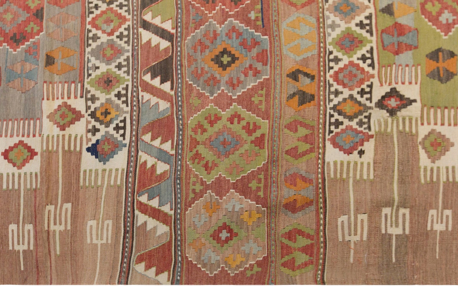 Antique Aydın Turkish Kilim Rug, 5.9 x 14.8 ft, 180 x 450 cm, 120 Year Old Handwoven Wool Kilim