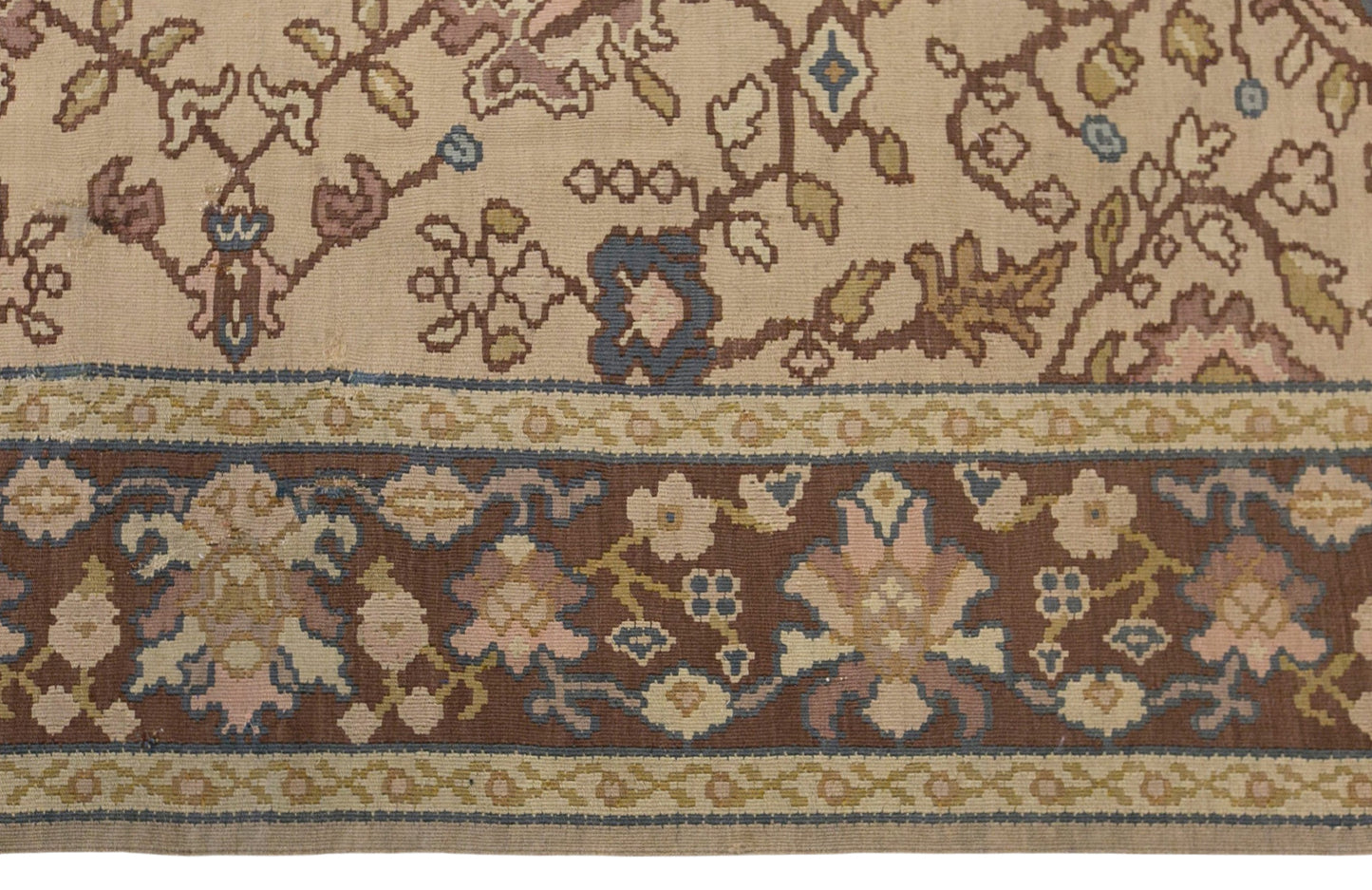 Antique Bessarabian Pirot Kilim Rug, 7.9 x 9.6 ft, 240 x 292 cm, Handwoven Wool Kilim