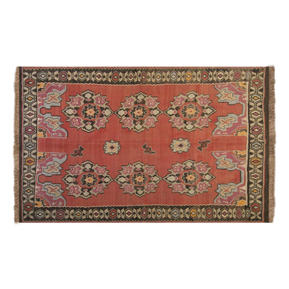 Antique Erzurum Bardız Turkish Kilim Rug, 7.1 x 9.2 ft, 215 x 280 cm, 90 Year Old Handwoven Wool Kilim