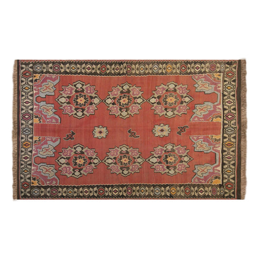 Antique Erzurum Bardız Turkish Kilim Rug, 7.1 x 9.2 ft, 215 x 280 cm, 90 Year Old Handwoven Wool Kilim