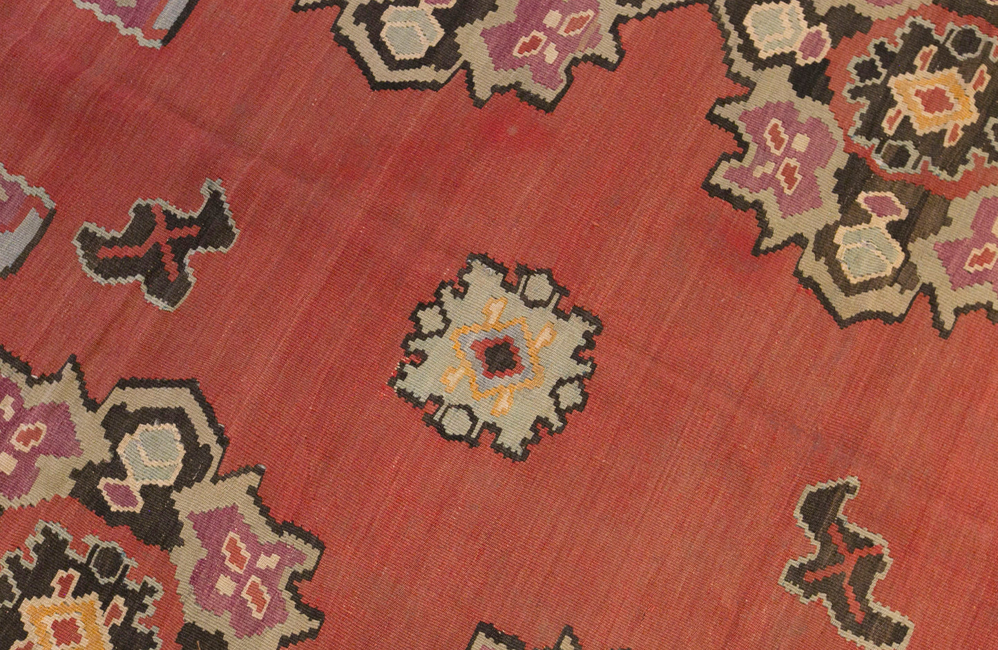 Antique Erzurum Bardız Turkish Kilim Rug, 7.1 x 9.2 ft, 215 x 280 cm, 90 Year Old Handwoven Wool Kilim
