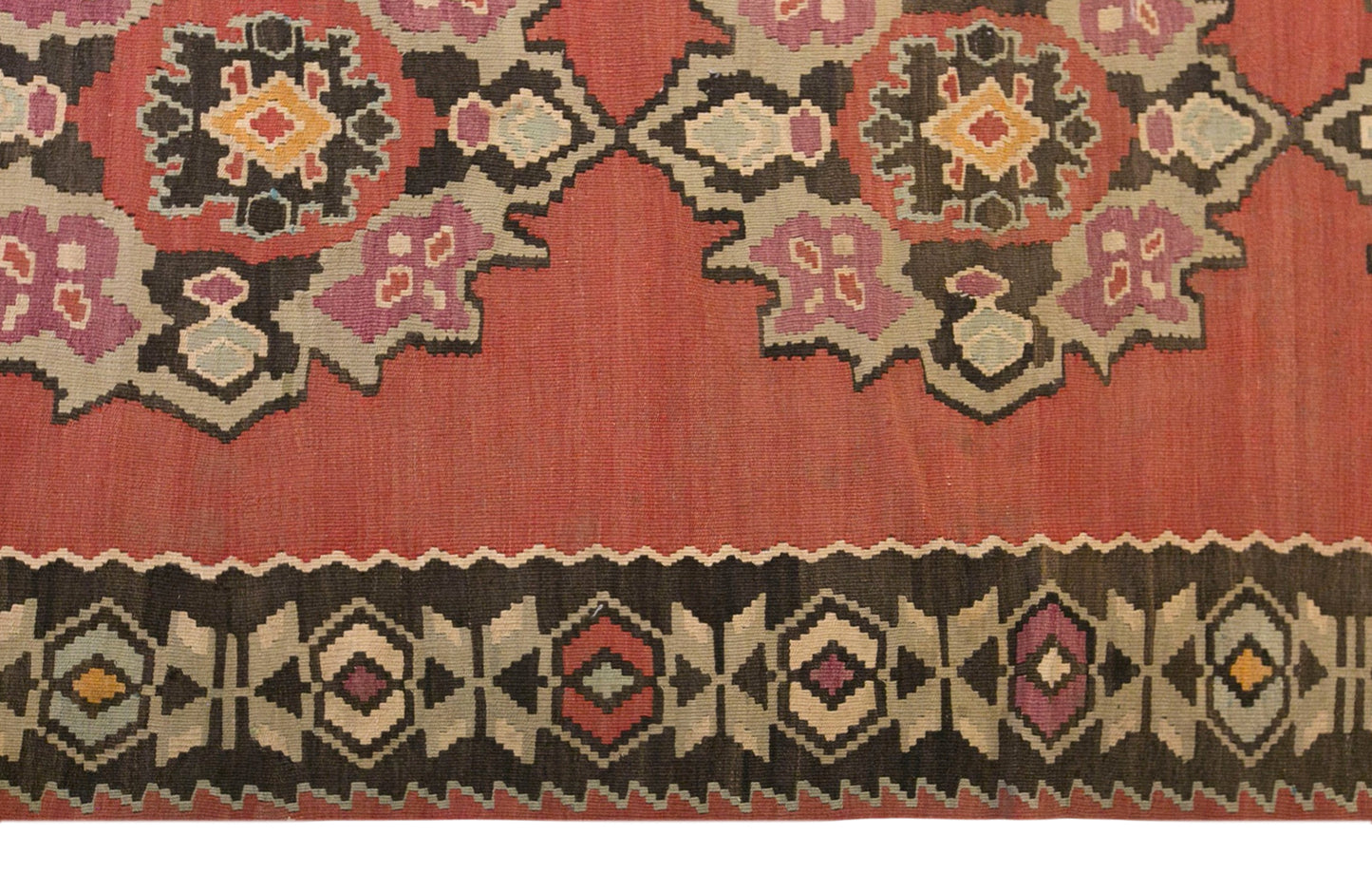 Antique Erzurum Bardız Turkish Kilim Rug, 7.1 x 9.2 ft, 215 x 280 cm, 90 Year Old Handwoven Wool Kilim