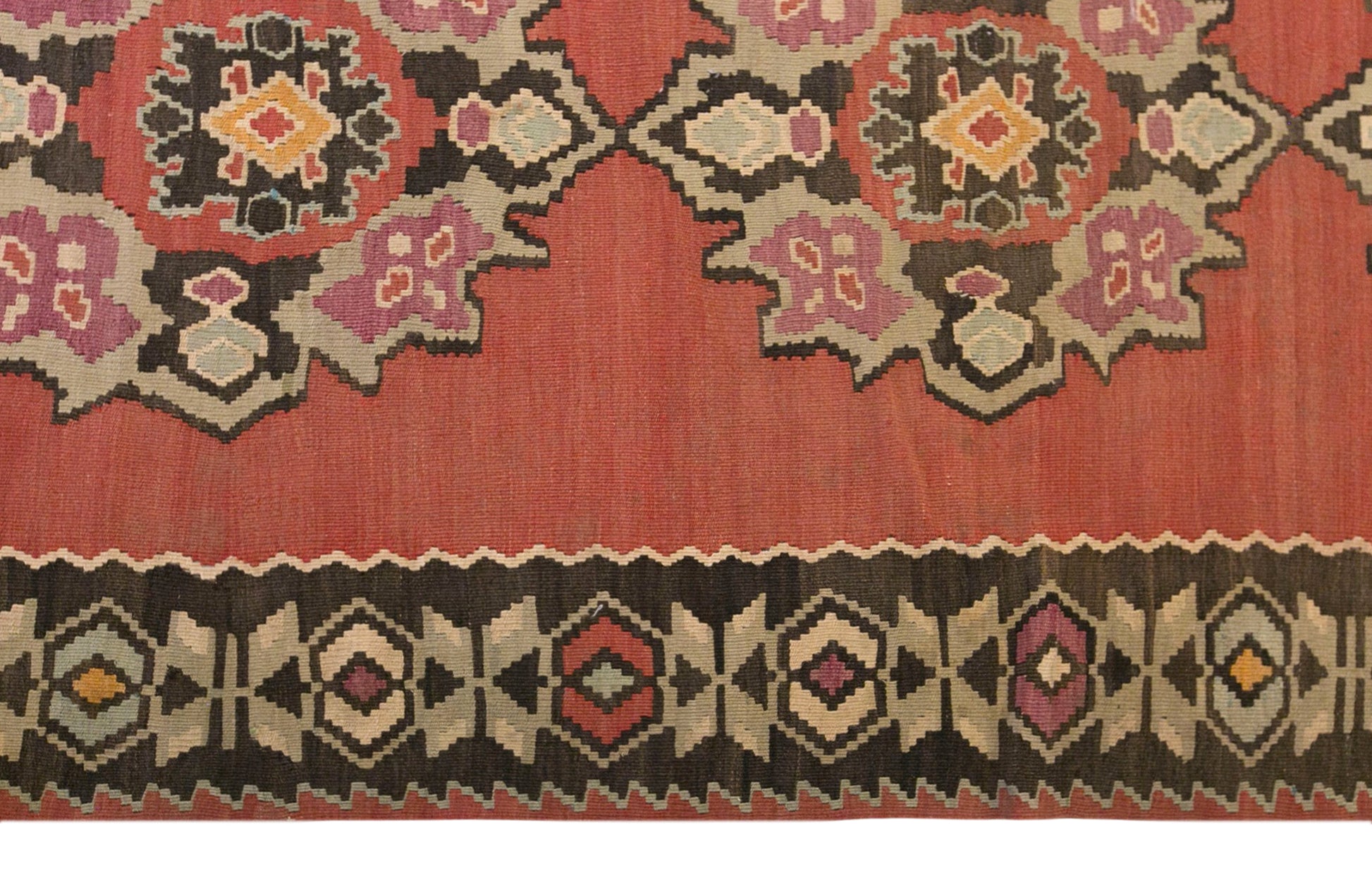 Antique Erzurum Bardız Turkish Kilim Rug, 7.1 x 9.2 ft, 215 x 280 cm, 90 Year Old Handwoven Wool Kilim