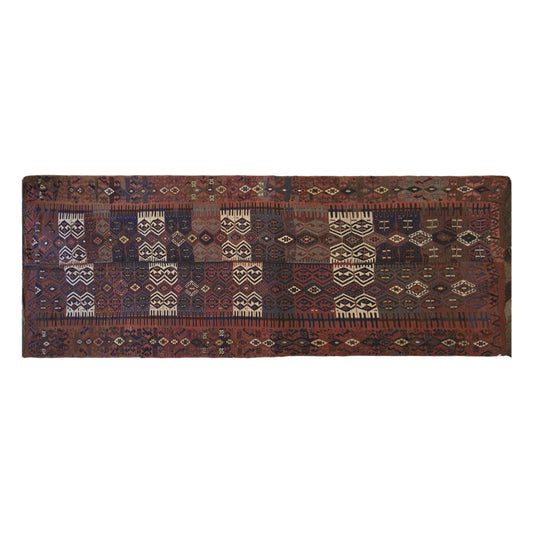 Antique Kağızman Turkish Kilim Rug, 6.4 x 18.0 ft, 195 x 550 cm, 120 Year Old Handwoven Wool Kilim