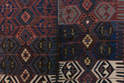 Antique Kağızman Turkish Kilim Rug, 6.4 x 18.0 ft, 195 x 550 cm, 120 Year Old Handwoven Wool Kilim