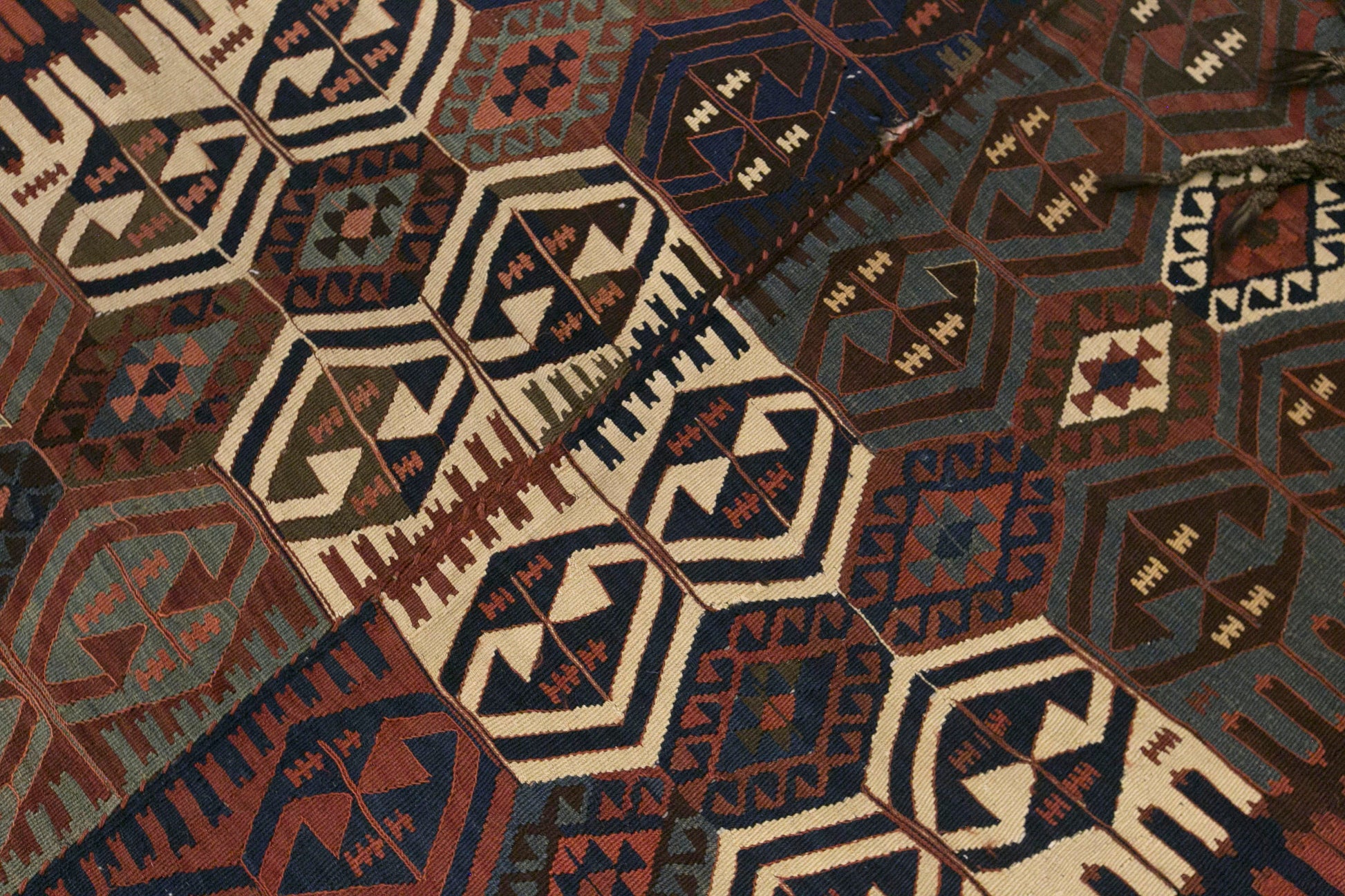 Antique Kağızman Turkish Kilim Rug, 6.4 x 18.0 ft, 195 x 550 cm, 120 Year Old Handwoven Wool Kilim