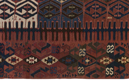 Antique Kağızman Turkish Kilim Rug, 6.4 x 18.0 ft, 195 x 550 cm, 120 Year Old Handwoven Wool Kilim