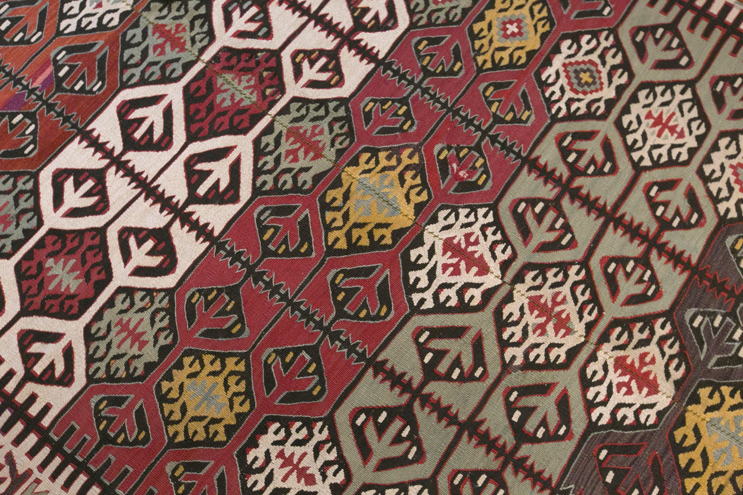 Antique Konya Kilim Rug, 5.1 x 12.6 ft, 155 x 385 cm, Handwoven Wool Kilim, 120 Years Old