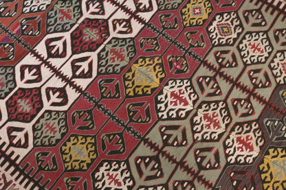 Antique Konya Kilim Rug, 5.1 x 12.6 ft, 155 x 385 cm, Handwoven Wool Kilim, 120 Years Old