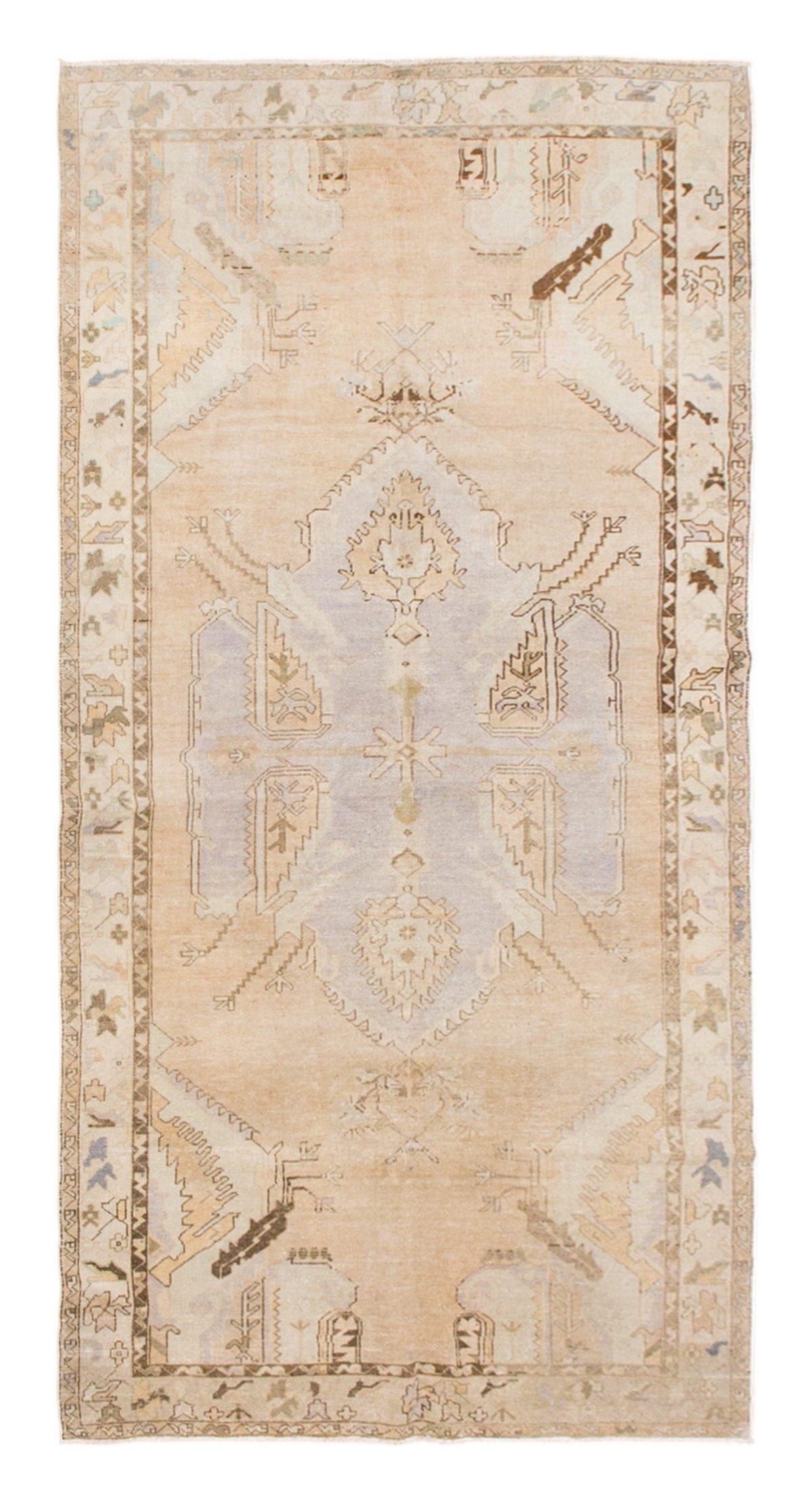 Antique Oushak Area Rug, Bohemian Oriental Carpet, 5'7" x 10'10" (167 x 330 cm)