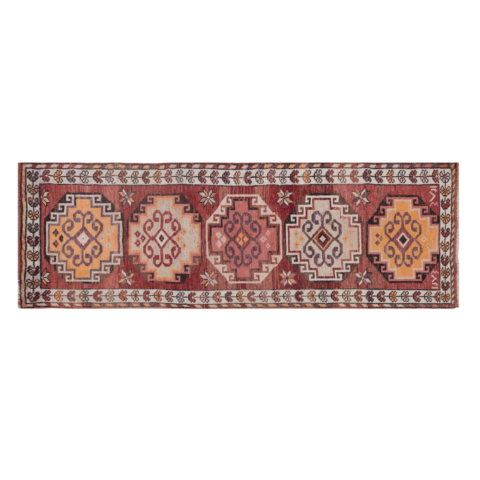 Antique Oushak Hallway Runner 87x230 cm (2'10" x 7'7")