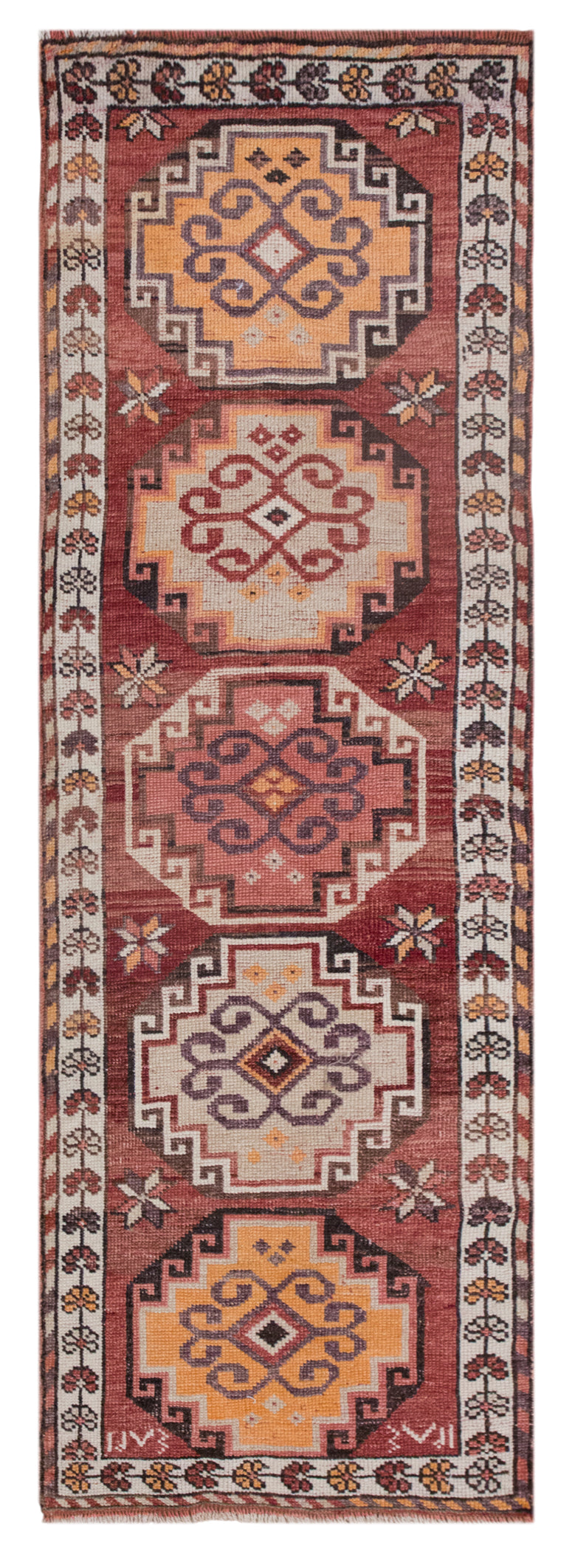 Antique Oushak Hallway Runner 87x230 cm (2'10" x 7'7")