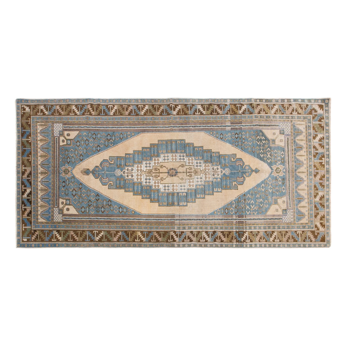 Antique Oushak Runner,  Boho Area Rug,  5'2" x 11'4" (158 x 346 cm)