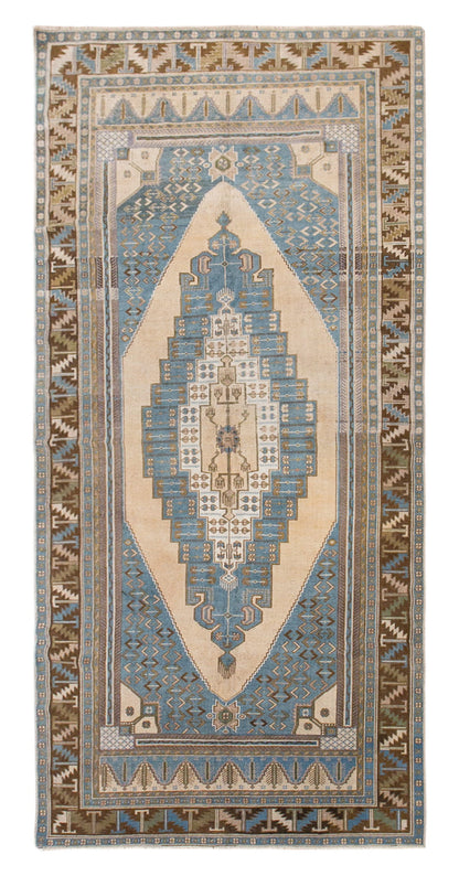 Antique Oushak Runner,  Boho Area Rug,  5'2" x 11'4" (158 x 346 cm)
