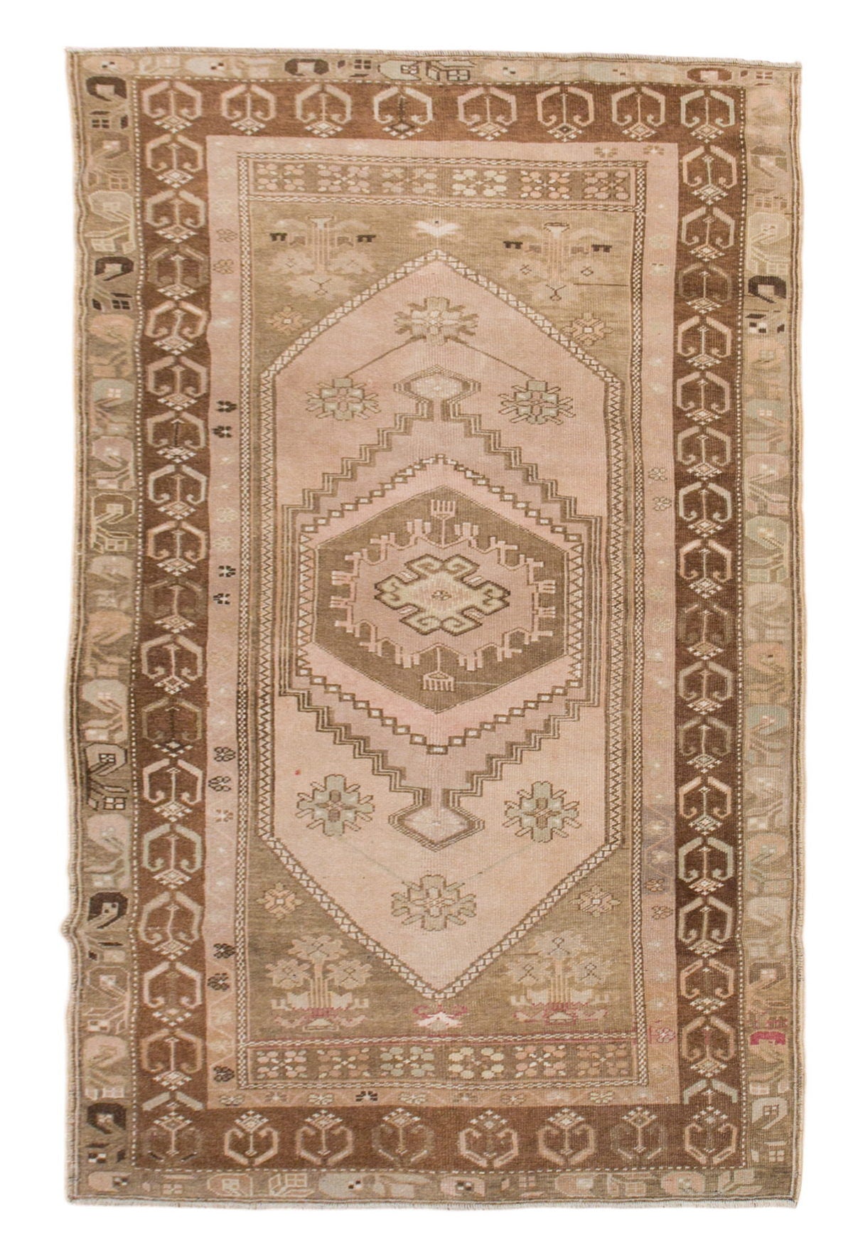 Antique Rug, Old Carpet 4'5 x 7'8 ft feet / 135 x 234 cm