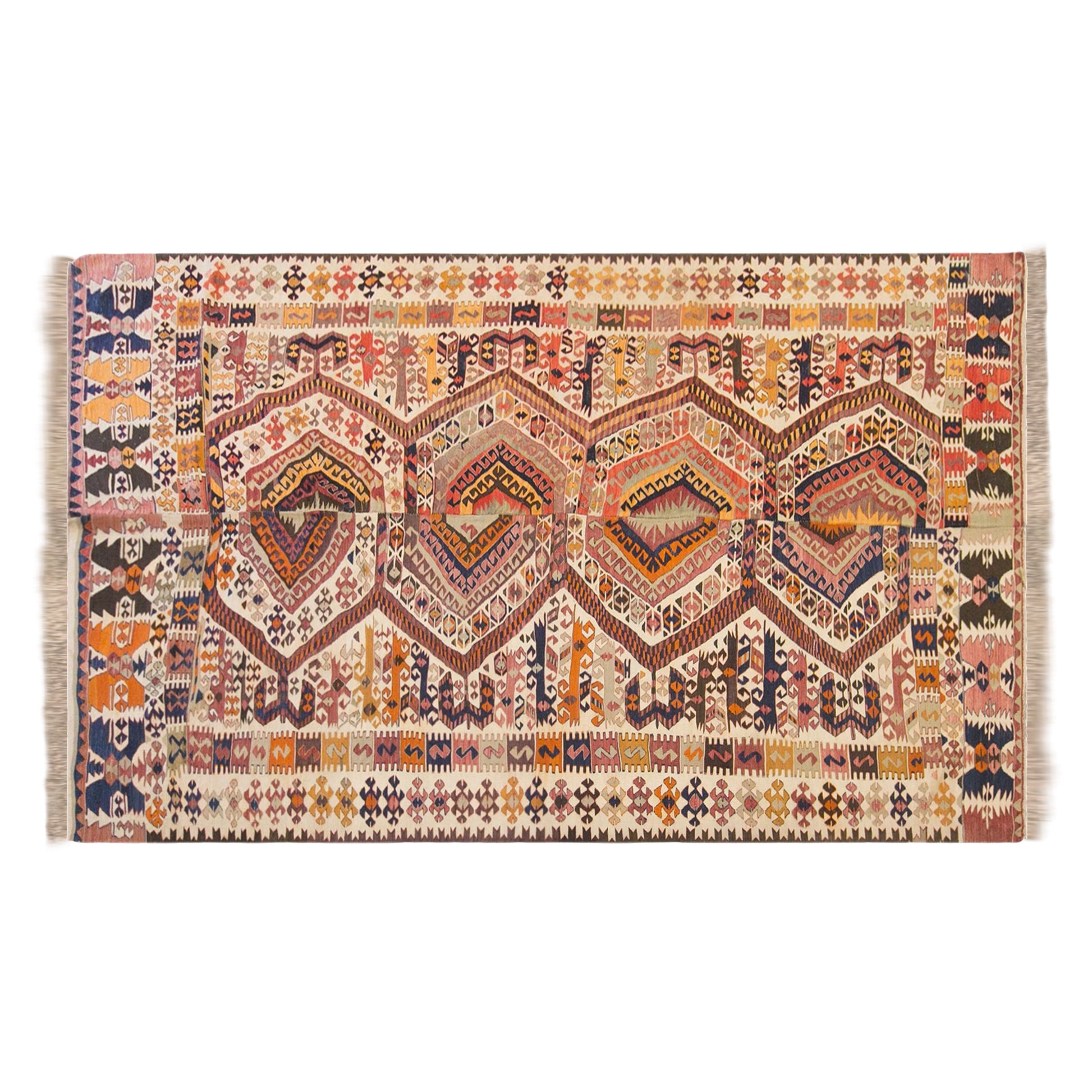 Antique Turkish Kilim Rug, 3.6 x 11.0 ft, 110 x 335 cm, Handwoven Wool Kilim
