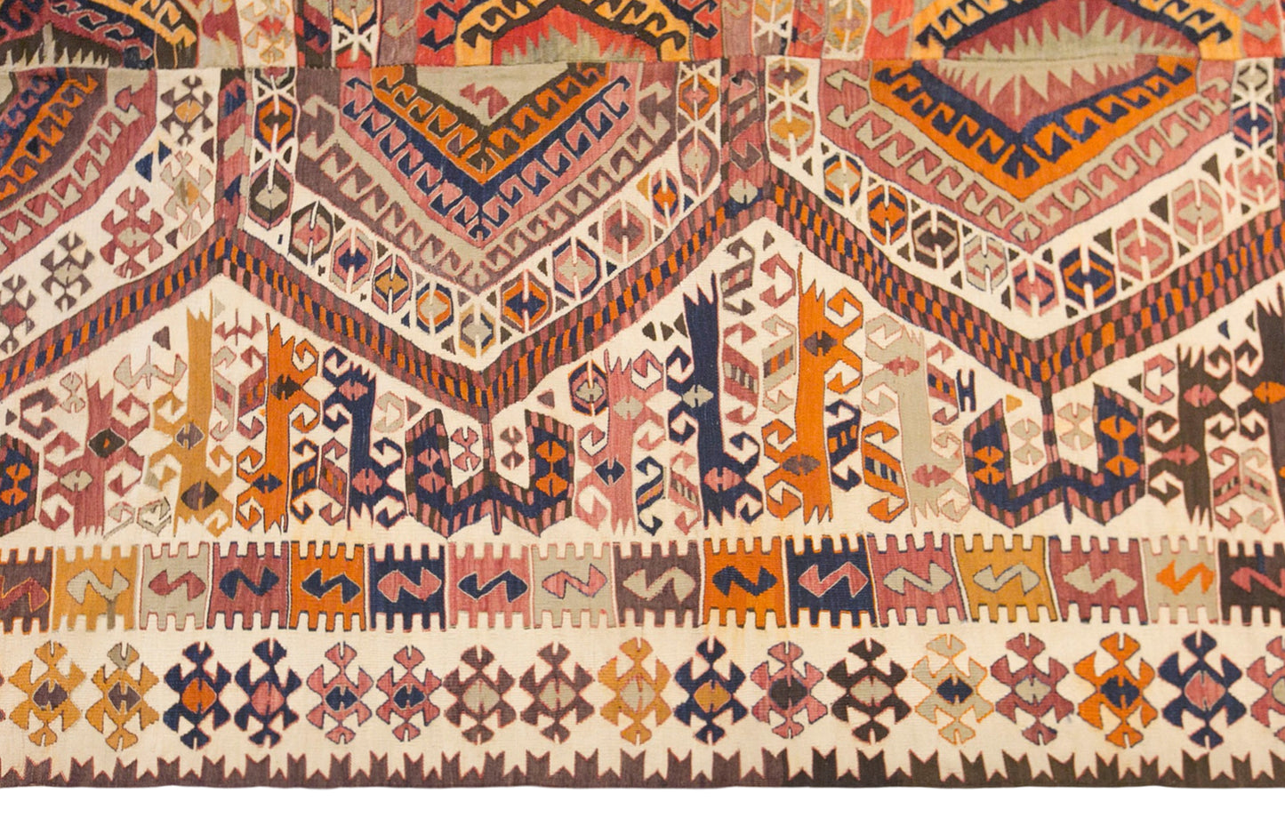 Antique Turkish Kilim Rug, 3.6 x 11.0 ft, 110 x 335 cm, Handwoven Wool Kilim