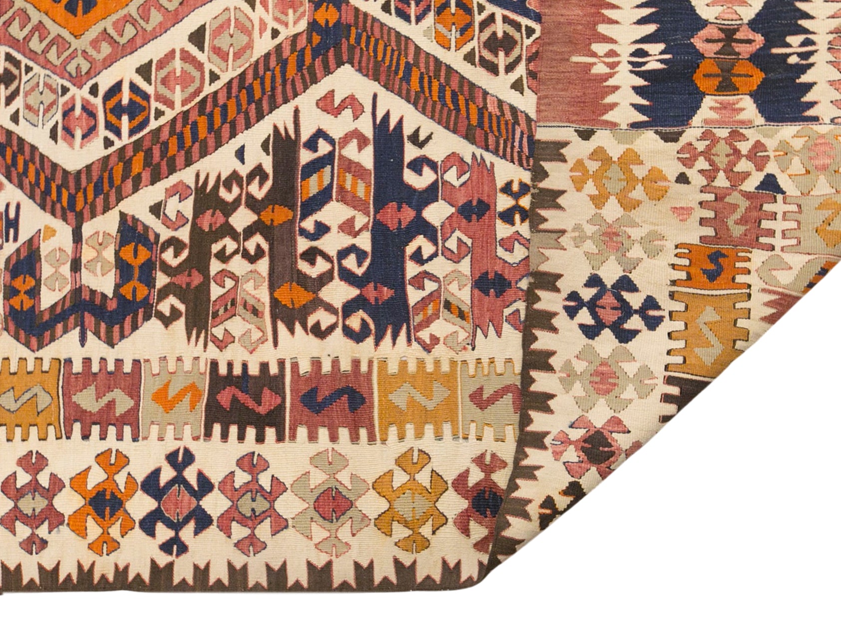 Antique Turkish Kilim Rug, 3.6 x 11.0 ft, 110 x 335 cm, Handwoven Wool Kilim