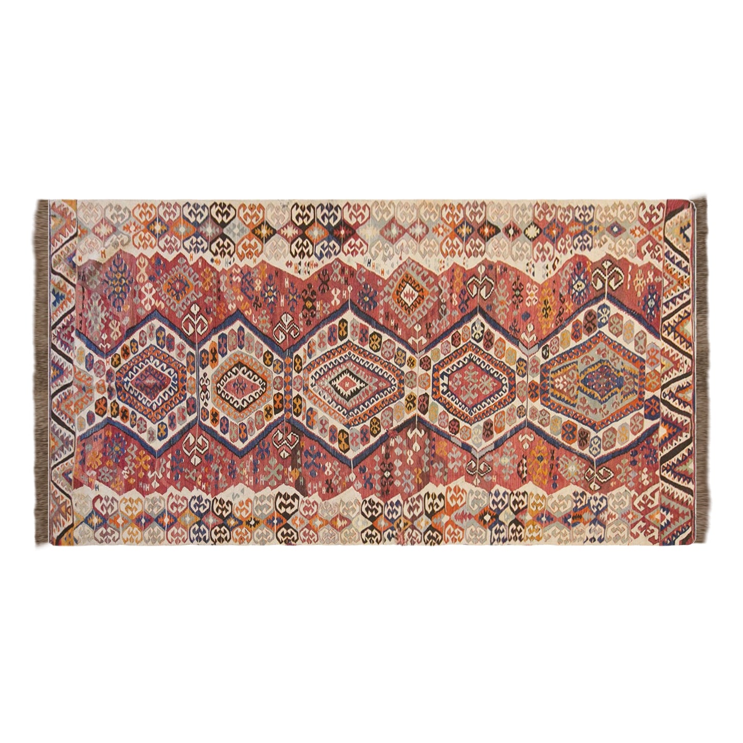 Antique Turkish Kilim Rug, 4.4 x 11.8 ft, 135 x 360 cm, Handwoven Wool Kilim