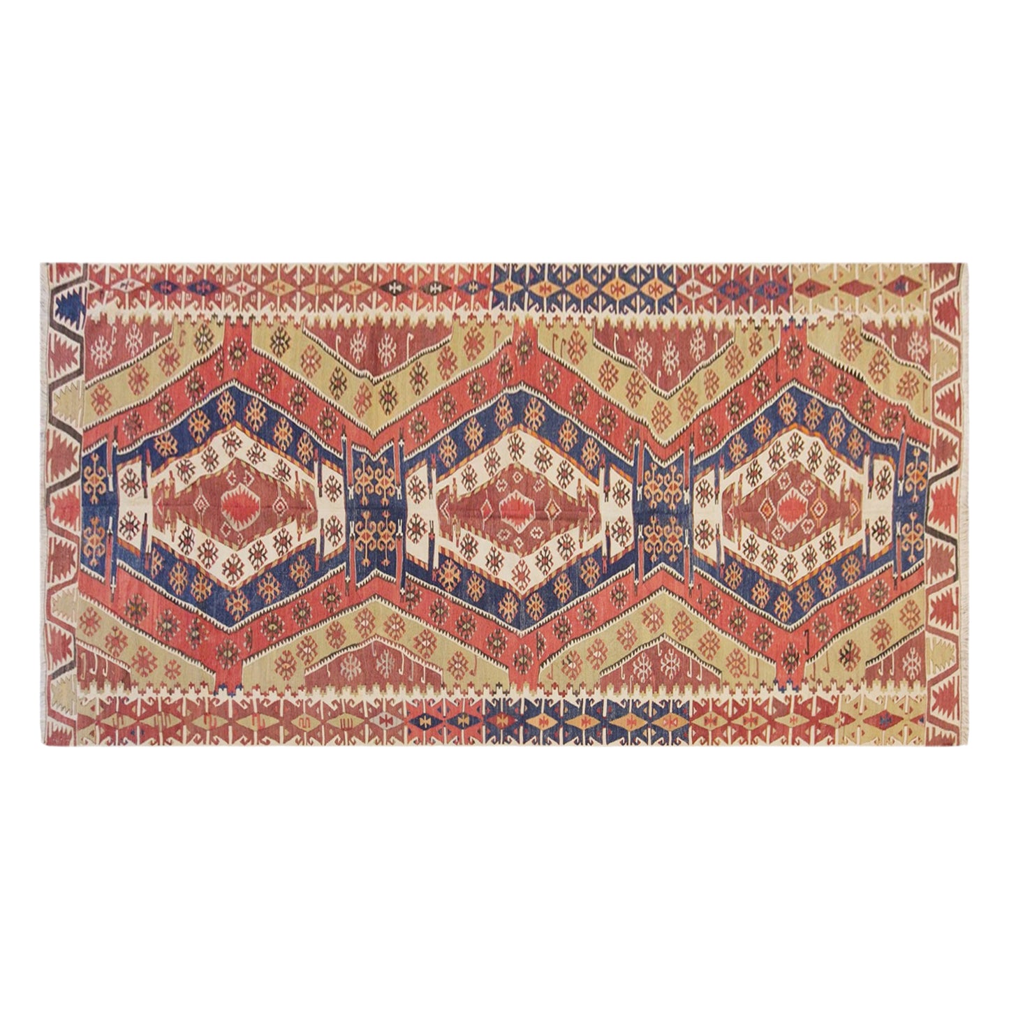 Antique Turkish Kilim Rug, 5.0 x 12.7 ft, 152 x 386 cm, Handwoven Wool Kilim