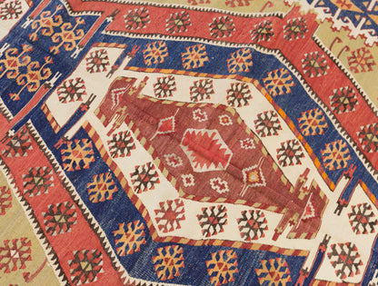 Antique Turkish Kilim Rug, 5.0 x 12.7 ft, 152 x 386 cm, Handwoven Wool Kilim