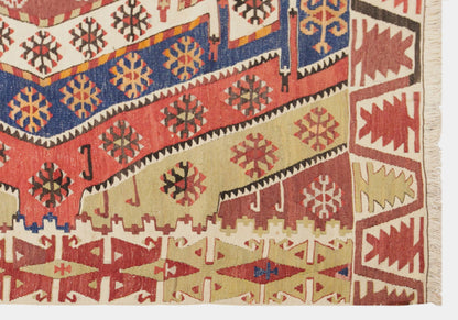 Antique Turkish Kilim Rug, 5.0 x 12.7 ft, 152 x 386 cm, Handwoven Wool Kilim
