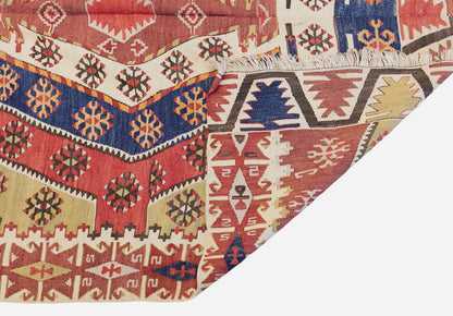 Antique Turkish Kilim Rug, 5.0 x 12.7 ft, 152 x 386 cm, Handwoven Wool Kilim