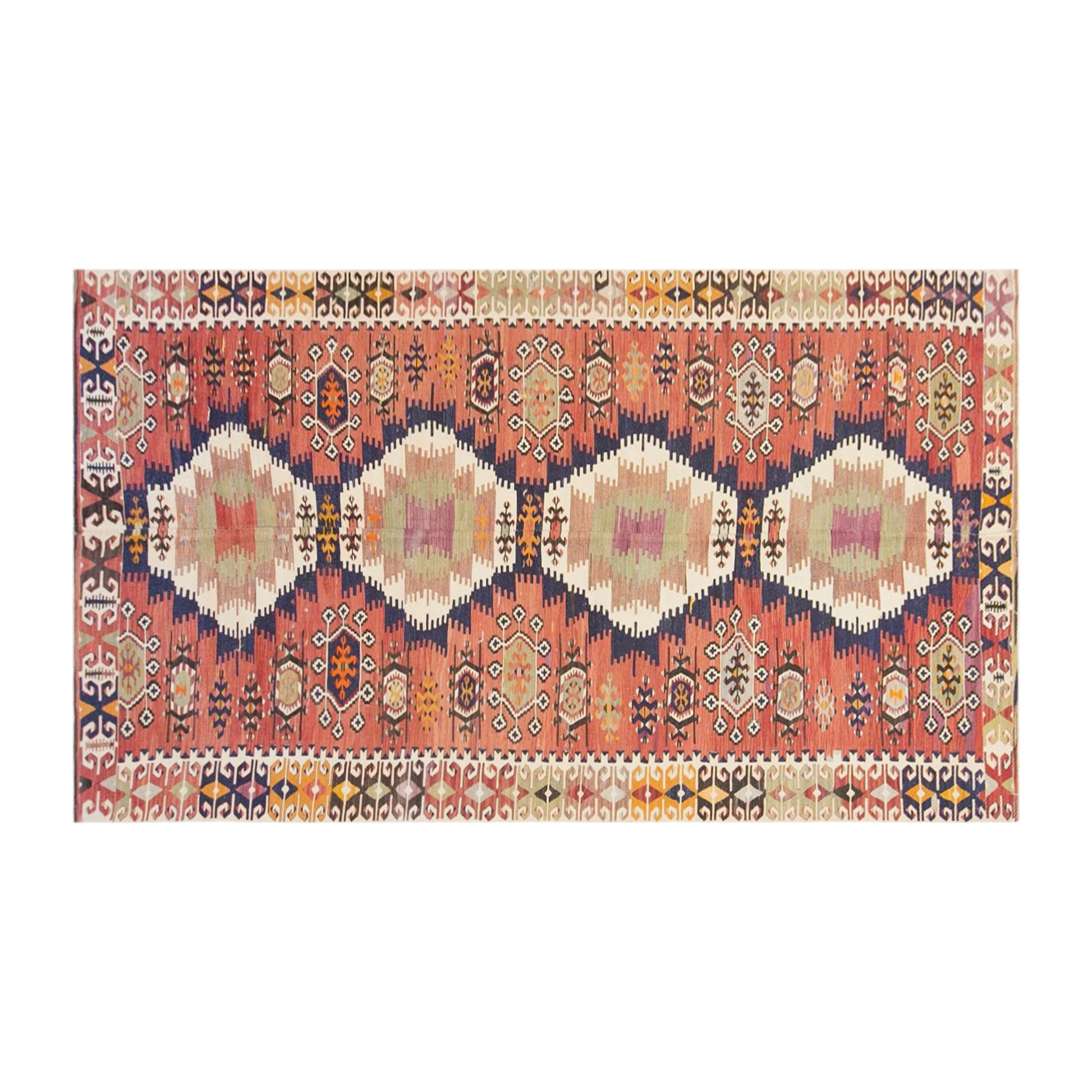 Antique Turkish Kilim Rug, 5.2 x 13.9 ft, 160 x 425 cm, Handwoven Wool Kilim