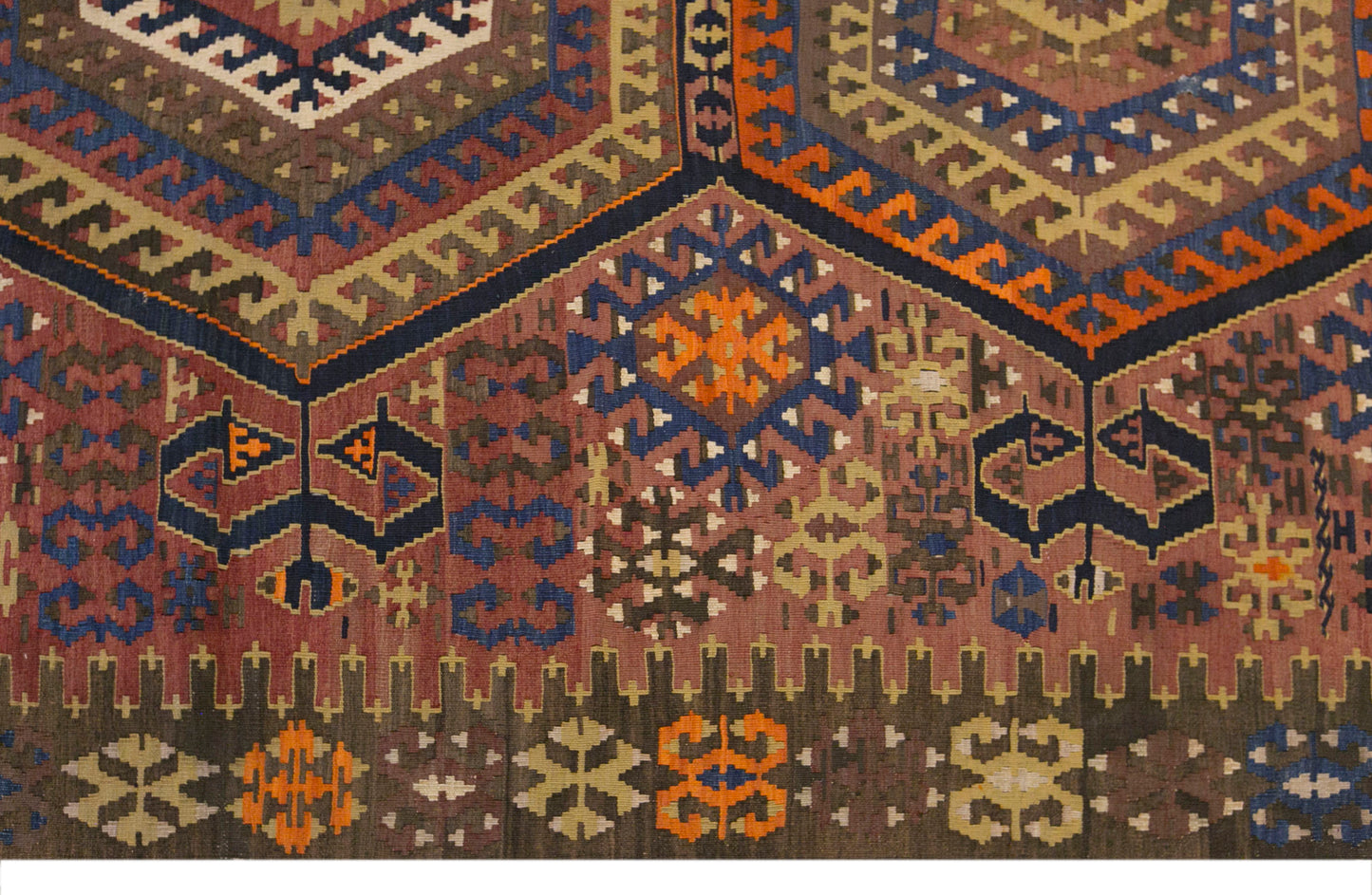 Antique Western Anatolian Turkish Kilim Rug, 5.6 x 11.5 ft, 172 x 350 cm, 100 Year Old Handwoven Wool Kilim
