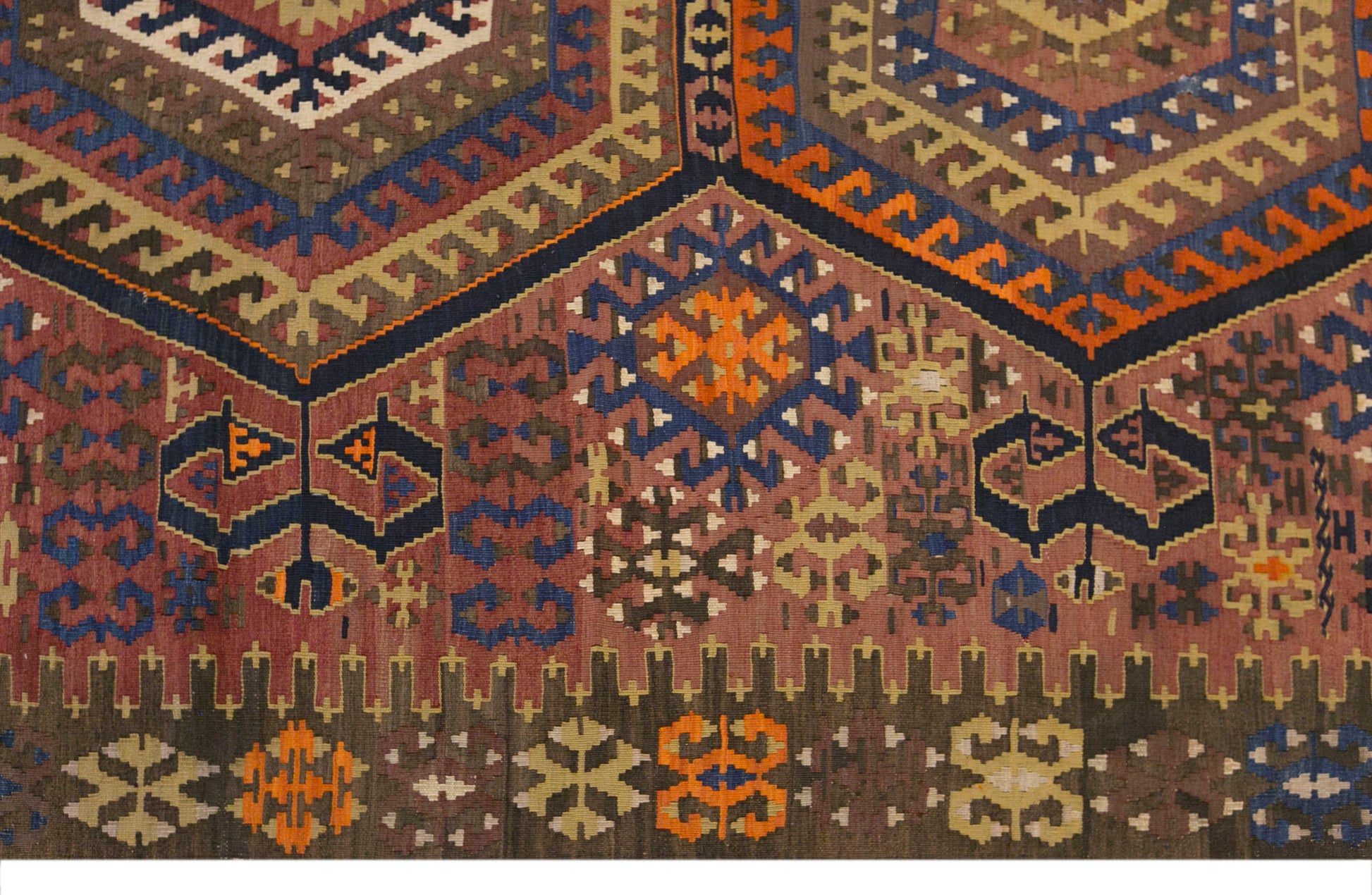 Antique Western Anatolian Turkish Kilim Rug, 5.6 x 11.5 ft, 172 x 350 cm, 100 Year Old Handwoven Wool Kilim