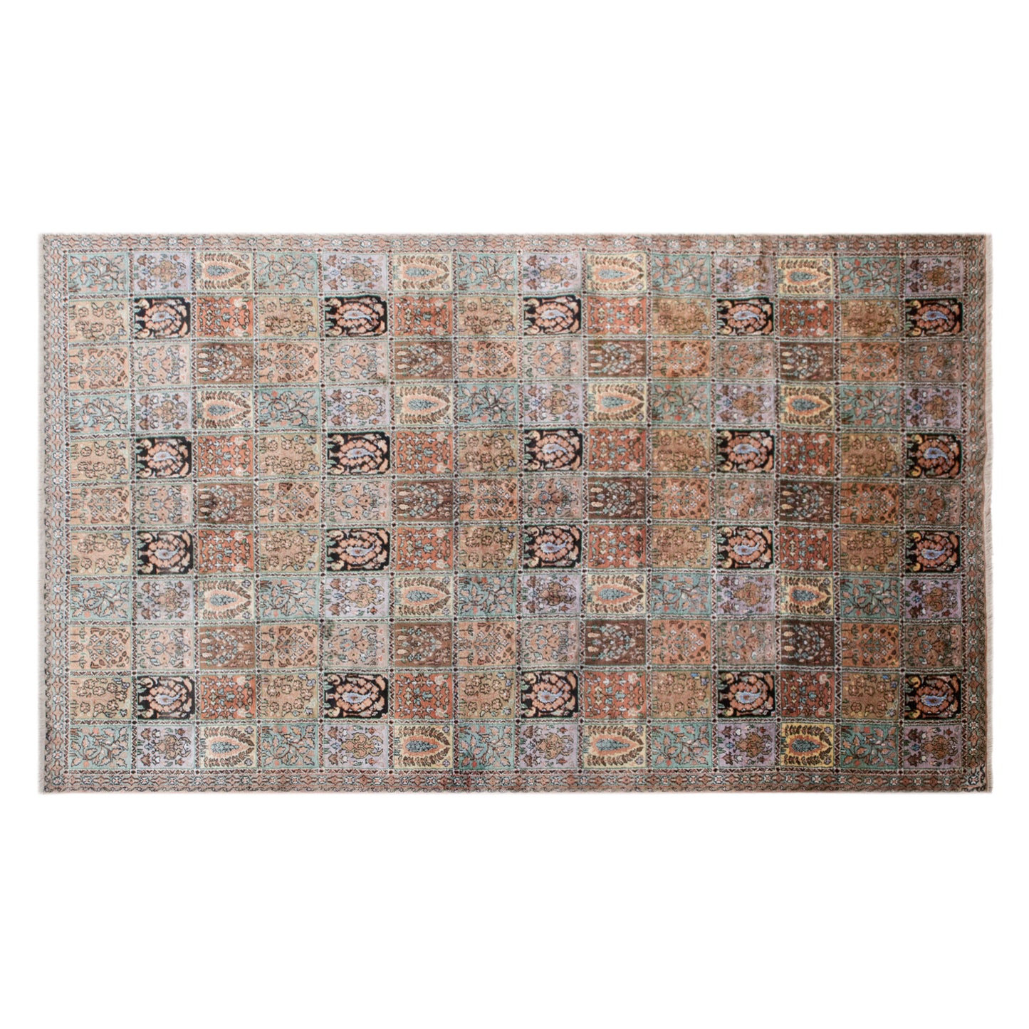 Authentic Artificial Silk Cotton and Silk Combination Flosh Rug, 150x263 cm (4.9x8.6 ft)