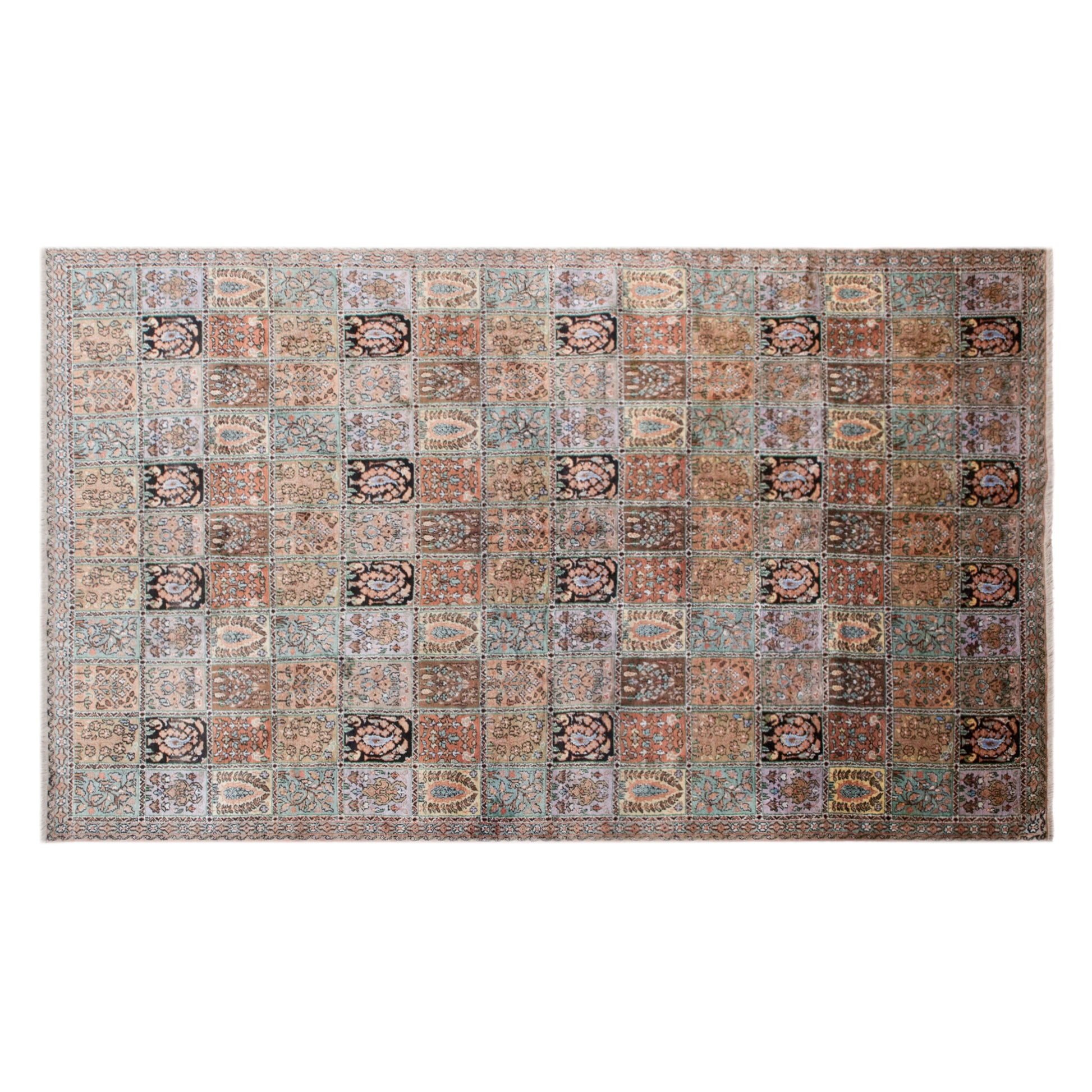 Authentic Artificial Silk Cotton and Silk Combination Flosh Rug, 150x263 cm (4.9x8.6 ft)