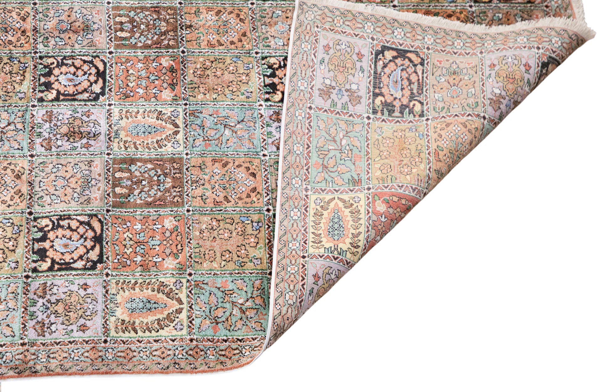 Authentic Artificial Silk Cotton and Silk Combination Flosh Rug, 150x263 cm (4.9x8.6 ft)