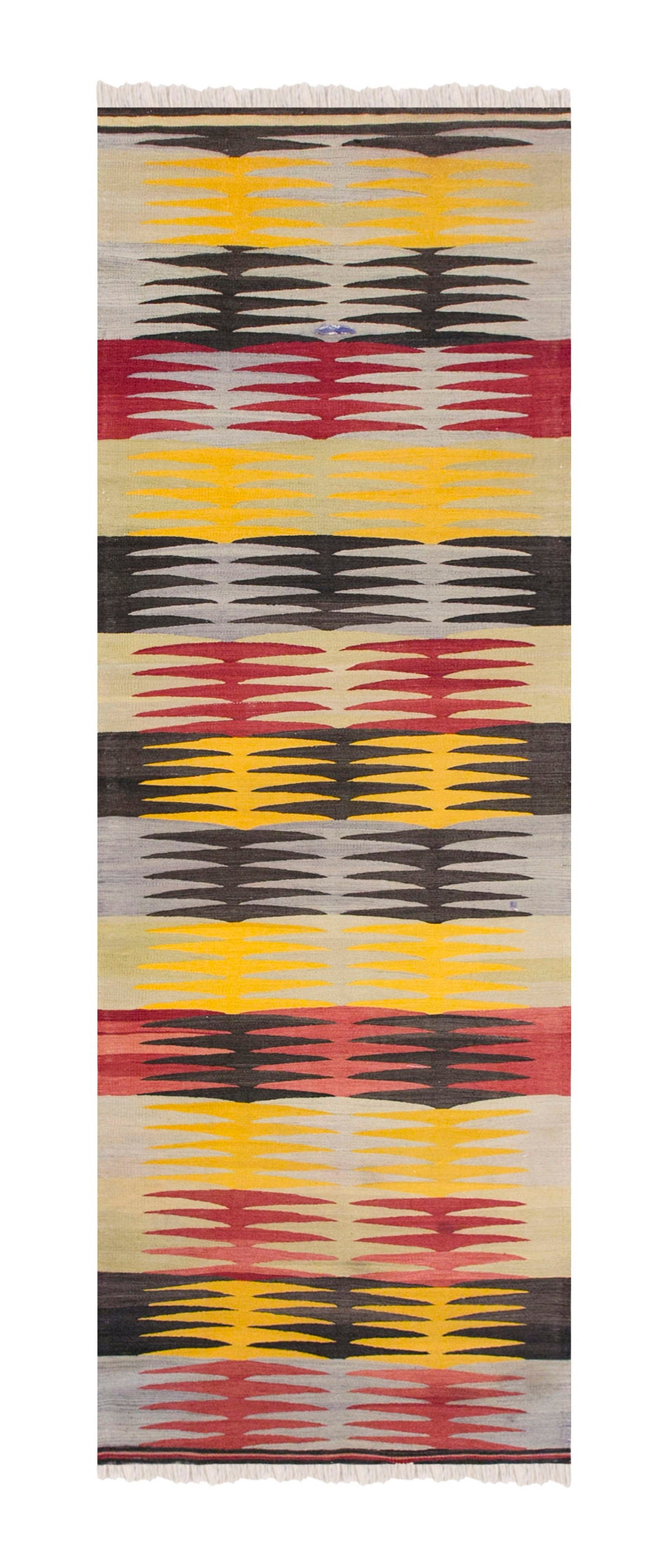 Bodrum tribal kilim, 2.11 x 10.9 ft kilim, 89 x 330 cm