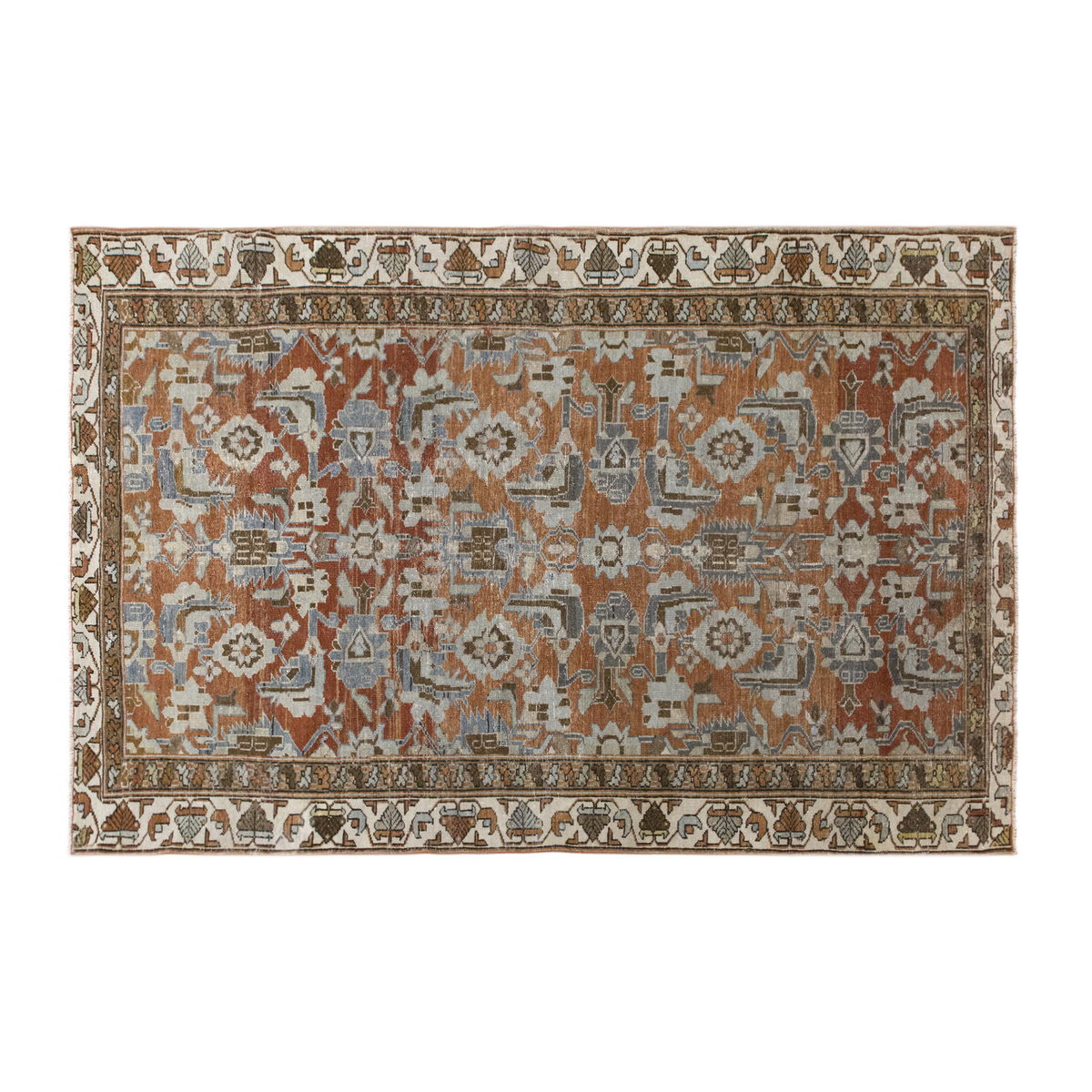 Vintage Bohemian Wool Area Rug,  118x185 cm / 3'10" x 6'1" feet