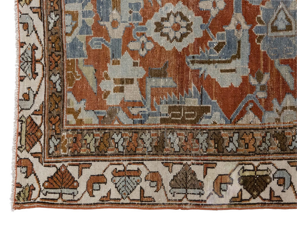 Vintage Bohemian Wool Area Rug,  118x185 cm / 3'10" x 6'1" feet